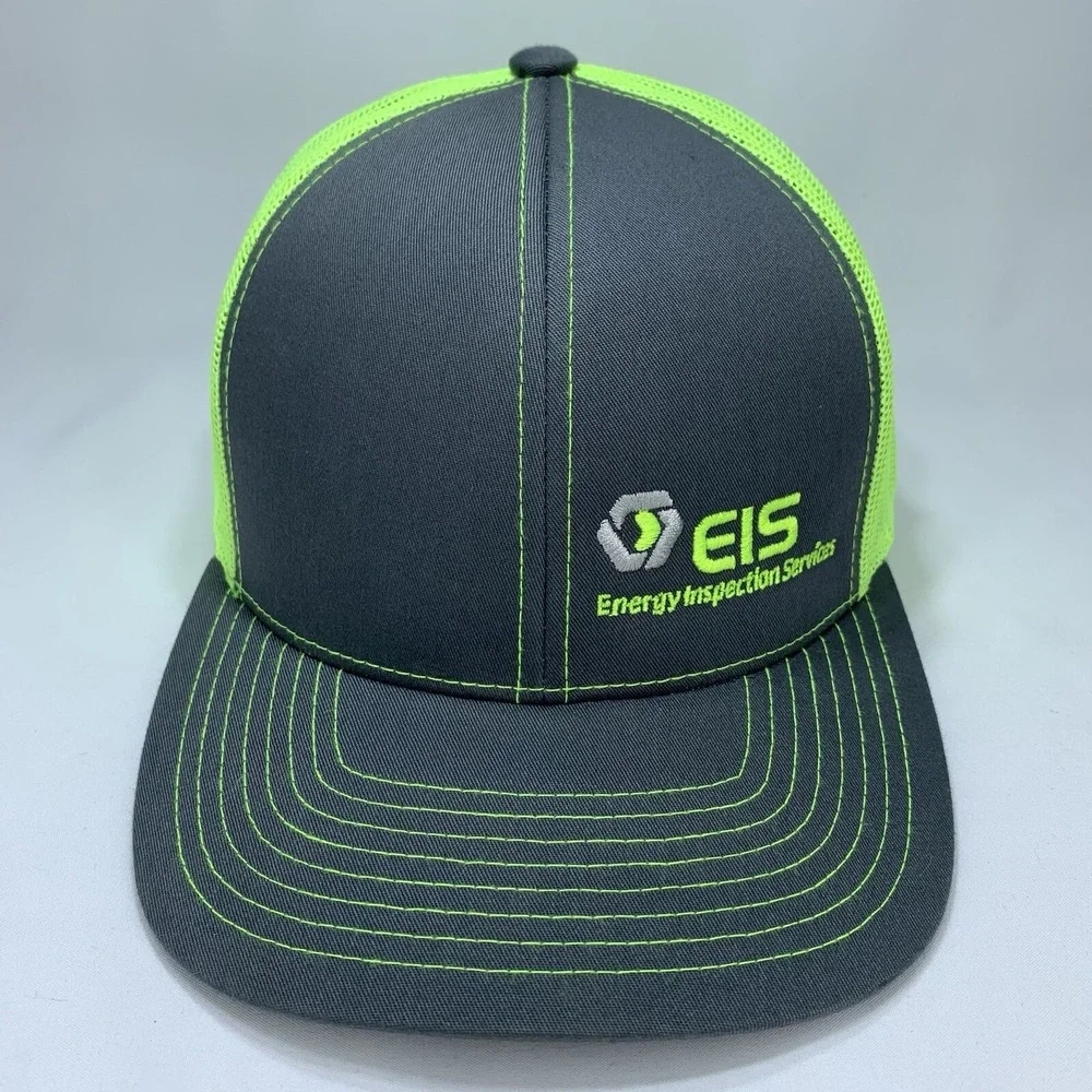 EIS Energy Inspection Services Hat Gray Yellow Mesh Pacific Snapback Trucker Cap